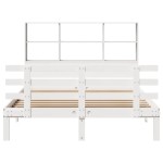 vidaXL Pat cu bibliotecă fără saltea, alb, 120x190 cm, lemn masiv pin vidaXL Pat cu bibliotecă fără saltea, alb, 120x190 cm, lemn masiv pin