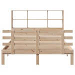 vidaXL Pat cu bibliotecă fără saltea, 140x190 cm, lemn masiv de pin vidaXL Pat cu bibliotecă fără saltea, 140x190 cm, lemn masiv de pin