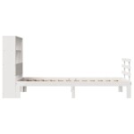 vidaXL Pat cu bibliotecă fără saltea, alb, 90x200 cm, lemn masiv pin vidaXL Pat cu bibliotecă fără saltea, alb, 90x200 cm, lemn masiv pin