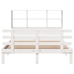 vidaXL Pat cu bibliotecă fără saltea, alb, 140x200 cm, lemn masiv pin