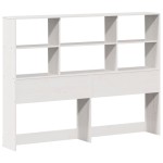vidaXL Pat cu bibliotecă fără saltea, alb, 140x200 cm, lemn masiv pin