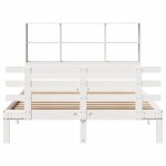 vidaXL Pat cu bibliotecă fără saltea, alb, 160x200 cm, lemn masiv pin vidaXL Pat cu bibliotecă fără saltea, alb, 160x200 cm, lemn masiv pin