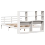 vidaXL Pat cu bibliotecă fără saltea, alb, 160x200 cm, lemn masiv pin vidaXL Pat cu bibliotecă fără saltea, alb, 160x200 cm, lemn masiv pin