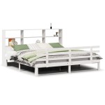 vidaXL Pat cu bibliotecă fără saltea, 180x200 cm, lemn masiv de pin