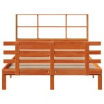 vidaXL Pat cu bibliotecă fără saltea, maro, 120x190 cm, lemn masiv pin