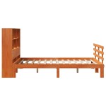 vidaXL Pat cu bibliotecă fără saltea, maro, 120x200 cm, lemn masiv pin vidaXL Pat cu bibliotecă fără saltea, maro, 120x200 cm, lemn masiv pin