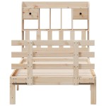 vidaXL Pat cu bibliotecă fără saltea, 75x190 cm, lemn masiv de pin