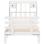 vidaXL Pat cu bibliotecă fără saltea, alb, 75x190 cm, lemn masiv pin
