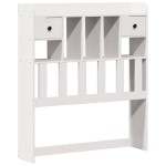 vidaXL Pat cu bibliotecă fără saltea, alb, 75x190 cm, lemn masiv pin