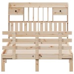 vidaXL Pat cu bibliotecă fără saltea, 135x190 cm, lemn masiv de pin