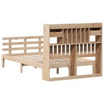 vidaXL Pat cu bibliotecă fără saltea, 135x190 cm, lemn masiv de pin