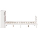 vidaXL Pat cu bibliotecă fără saltea, alb, 135x190 cm, lemn masiv pin