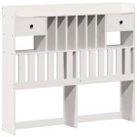 vidaXL Pat cu bibliotecă fără saltea, alb, 135x190 cm, lemn masiv pin