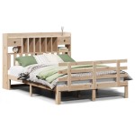 vidaXL Pat cu bibliotecă fără saltea, 140x190 cm, lemn masiv de pin vidaXL Pat cu bibliotecă fără saltea, 140x190 cm, lemn masiv de pin