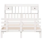 vidaXL Pat cu bibliotecă fără saltea, alb, 140x190 cm, lemn masiv pin vidaXL Pat cu bibliotecă fără saltea, alb, 140x190 cm, lemn masiv pin