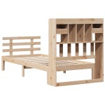 vidaXL Pat cu bibliotecă fără saltea, 90x200 cm, lemn masiv pin vidaXL Pat cu bibliotecă fără saltea, 90x200 cm, lemn masiv pin