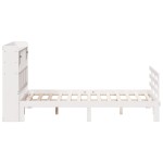 vidaXL Pat cu bibliotecă fără saltea, alb, 140x200 cm, lemn masiv pin