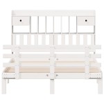 vidaXL Pat cu bibliotecă fără saltea, alb, 150x200 cm, lemn masiv pin vidaXL Pat cu bibliotecă fără saltea, alb, 150x200 cm, lemn masiv pin
