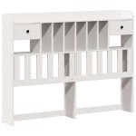 vidaXL Pat cu bibliotecă fără saltea, alb, 150x200 cm, lemn masiv pin vidaXL Pat cu bibliotecă fără saltea, alb, 150x200 cm, lemn masiv pin