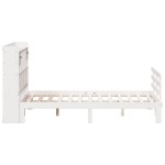 vidaXL Pat cu bibliotecă fără saltea, alb, 160x200 cm, lemn masiv pin vidaXL Pat cu bibliotecă fără saltea, alb, 160x200 cm, lemn masiv pin