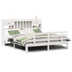 vidaXL Pat cu bibliotecă fără saltea, 180x200 cm, lemn masiv de pin