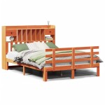 vidaXL Pat cu bibliotecă fără saltea maro 140x190 cm lemn masiv de pin