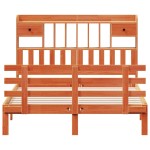 vidaXL Pat cu bibliotecă fără saltea maro 140x190 cm lemn masiv de pin