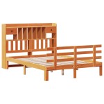 vidaXL Pat cu bibliotecă fără saltea maro 160x200 cm lemn masiv de pin