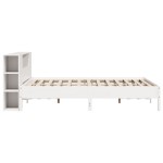 vidaXL Pat cu bibliotecă fără saltea, alb, 200x200 cm, lemn masiv pin vidaXL Pat cu bibliotecă fără saltea, alb, 200x200 cm, lemn masiv pin
