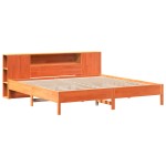 vidaXL Pat cu bibliotecă fără saltea maro 200x200 cm lemn masiv de pin
