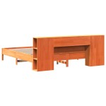 vidaXL Pat cu bibliotecă fără saltea maro 200x200 cm lemn masiv de pin