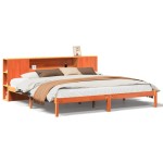 vidaXL Pat cu bibliotecă fără saltea maro 180x200 cm lemn masiv de pin