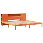 vidaXL Pat cu bibliotecă fără saltea maro 180x200 cm lemn masiv de pin