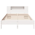 vidaXL Pat cu bibliotecă fără saltea, alb, 160x200 cm, lemn masiv pin