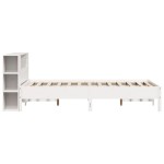 vidaXL Pat cu bibliotecă fără saltea, alb, 160x200 cm, lemn masiv pin