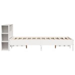 vidaXL Pat cu bibliotecă fără saltea, alb, 150x200 cm, lemn masiv pin