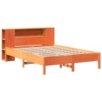 vidaXL Pat cu bibliotecă fără saltea maro 150x200 cm lemn masiv de pin
