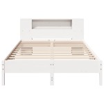 vidaXL Pat cu bibliotecă fără saltea, alb, 140x190 cm, lemn masiv pin