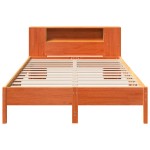 vidaXL Pat cu bibliotecă fără saltea maro 140x190 cm lemn masiv de pin