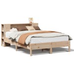 vidaXL Pat cu bibliotecă fără saltea, 135x190 cm, lemn masiv de pin