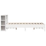 vidaXL Pat cu bibliotecă fără saltea, alb, 135x190 cm, lemn masiv pin