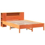 vidaXL Pat cu bibliotecă fără saltea, maro, 120x190 cm, lemn masiv pin vidaXL Pat cu bibliotecă fără saltea, maro, 120x190 cm, lemn masiv pin