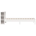 vidaXL Pat cu bibliotecă fără saltea, alb, 100x200 cm, lemn masiv pin vidaXL Pat cu bibliotecă fără saltea, alb, 100x200 cm, lemn masiv pin