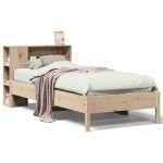 vidaXL Pat cu bibliotecă fără saltea, 90x200 cm, lemn masiv pin vidaXL Pat cu bibliotecă fără saltea, 90x200 cm, lemn masiv pin