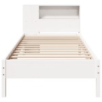 vidaXL Pat cu bibliotecă fără saltea, alb, 75x190 cm, lemn masiv pin vidaXL Pat cu bibliotecă fără saltea, alb, 75x190 cm, lemn masiv pin