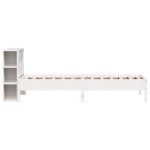 vidaXL Pat cu bibliotecă fără saltea, alb, 75x190 cm, lemn masiv pin vidaXL Pat cu bibliotecă fără saltea, alb, 75x190 cm, lemn masiv pin