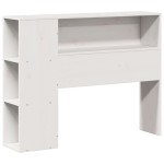 vidaXL Pat cu bibliotecă fără saltea, alb, 75x190 cm, lemn masiv pin vidaXL Pat cu bibliotecă fără saltea, alb, 75x190 cm, lemn masiv pin
