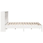vidaXL Pat cu bibliotecă fără saltea, alb, 200x200 cm, lemn masiv pin