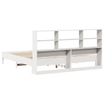 vidaXL Pat cu bibliotecă fără saltea, alb, 200x200 cm, lemn masiv pin