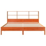 vidaXL Pat cu bibliotecă fără saltea maro 180x200 cm lemn masiv de pin